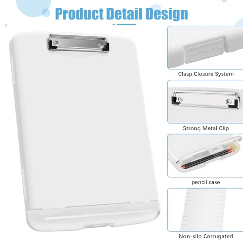 Hongri Clipboard with Storage with Pencil Case, 8.5 x 11 Storage Clip Board - color: White