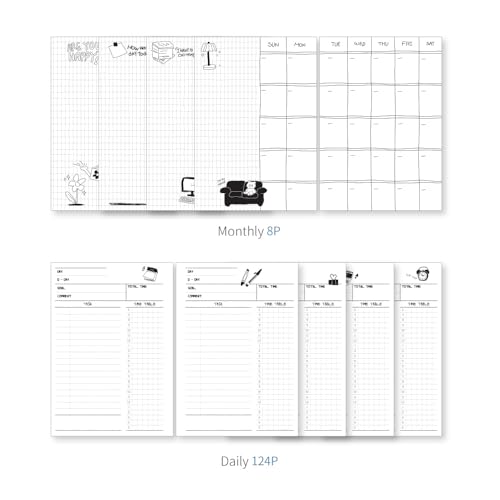 Monolike Little Doodle 4 Month Study Planner, Clips - Academic Planner, Weekly & Monthly Planner, Study plan - color: Little Doodle - Clips