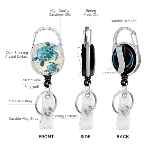 2 Pack Sea Turtle ID Badge Holder with Clip Badge Reels - color: 2 Pack-sea Turtle