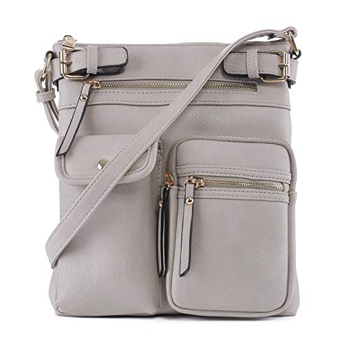 SG SUGU Katie Lightweight Medium Crossbody Bag Shoulder Bag with Multi Pocket for Women - color: Gray