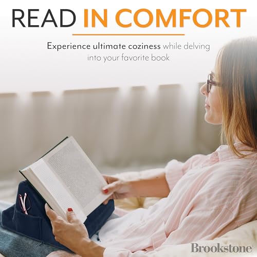 Brookstone Tablet Lap Cushion - Tablet/Phone/Ebook Holder for Bed, Flights, and Travel, Memory Foam Lap Desk for Reading and Hands Free Viewing, Compatible iPad and Kindle Accessories, Blue - color: Royal Blue