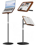 Laptop Stand Floor, Wood Music Stand, Tablet Floor Stands Adjustable Height, Tall Book Stand Hands Free, for Projector, Office, Study, Brown