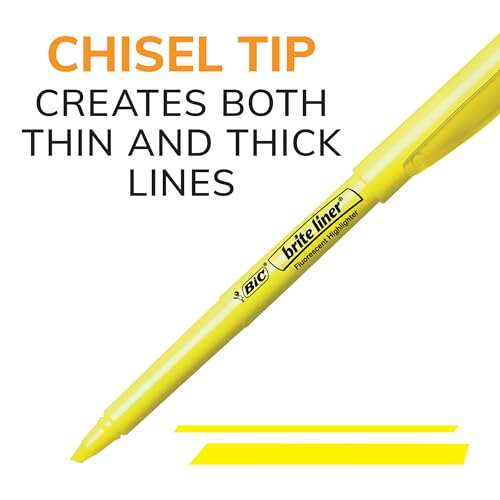 BIC Brite Liner Highlighters, Chisel Tip, 12-Count Pack of Blue Highlighters, Ideal Highlighter Set for Organizing and Coloring - color: Blue, size: 12 Count (Pack of 1)