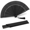 Lysa Hand Fan for Women Foldable - Portable Folding Japanese Chinese Fan - for Hot Flashes, Summer Cooling, Festivals, Church, Dancing (Solid Black) - color: Solid Black