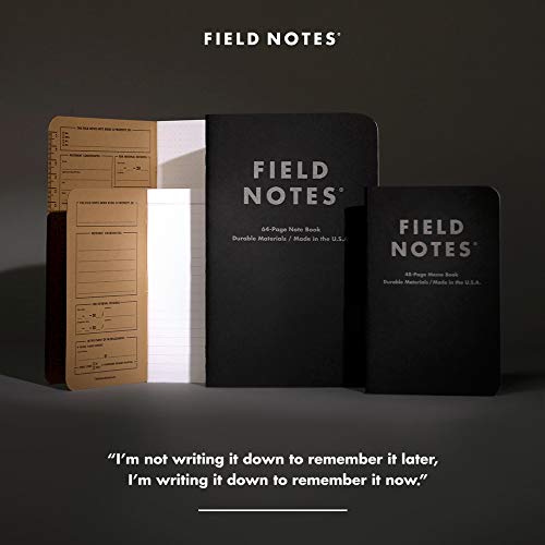 Field Notes 2-Pack Pitch Black Notebooks (4.75" X 7.5"), Dot-graph, 64 Pages | Thin Pocket Sized EDC Notebook With 90 GSM Paper & Paperback Cover | Work Notebooks For Note Taking | Made in the USA - size: Large Size (4.75" x 7.5") 2-Pack - Dot-Graph Paper