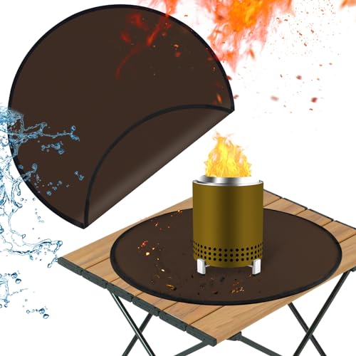 18.5in Fire Pit Mat Compatible with Solo Stove Mesa and Mesa XL Accessories, Fireproof Mat Compatible with Solo Stove Mesa, 3-Layer Fire Pit Mats for Under Fire Pit and Grill to Protect Table - Brown