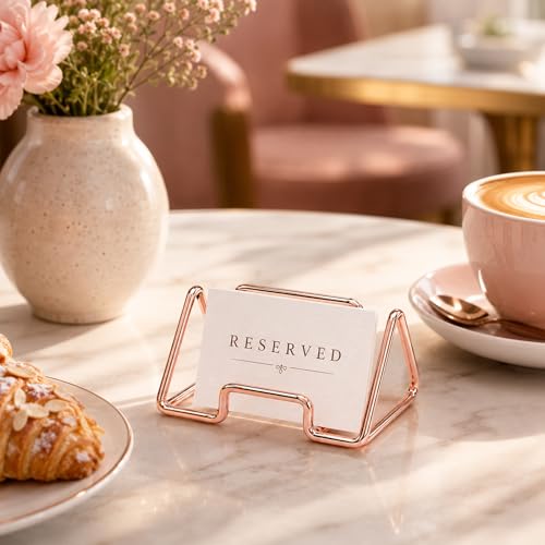 Business Card Holder for Desk, Rose Gold Card Display Stand - color: rose gold