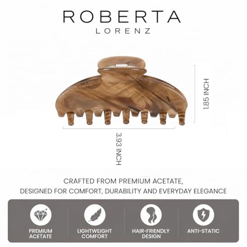Luxury Hair Claw Clip Premium Acetate Strong Hold 4 Inch (Mocha Marble) - color: Mocha Marble