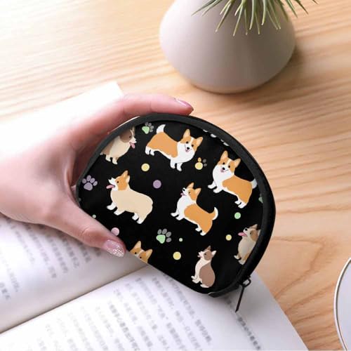 IBILIU Small Coin Purse Corgi Dog Paw Cute Cartoon Puppy Black Mini Wallet Coin Pouch Change Purse For Women Men - color: Coinp-001