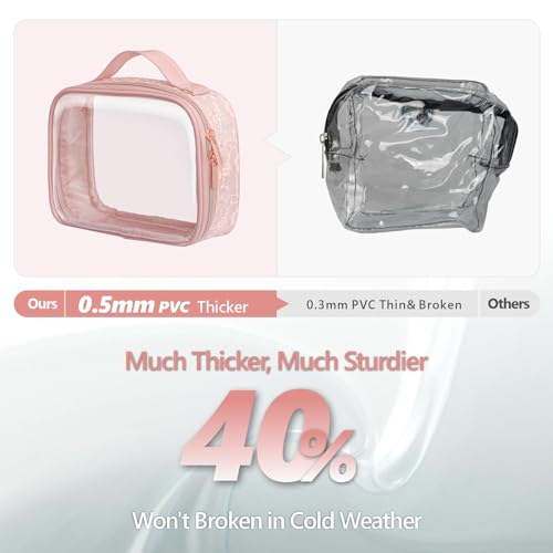 PACKISM Clear Makeup Bag Travel - TSA Approved Toiletry Bag, 2 Pack Pink - color: Beautiful Pink