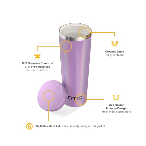 RTIC 28oz Everyday Tumbler, Insulated, Ceramic Lined, Lavender Glitter - color: Lavender Glitter, size: 28 Ounces