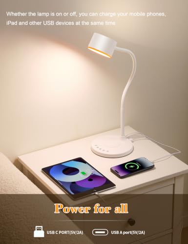 LiFMIRA Desk lamp with 2 USB Charging Ports, Touch Control Desk Light White - color: White