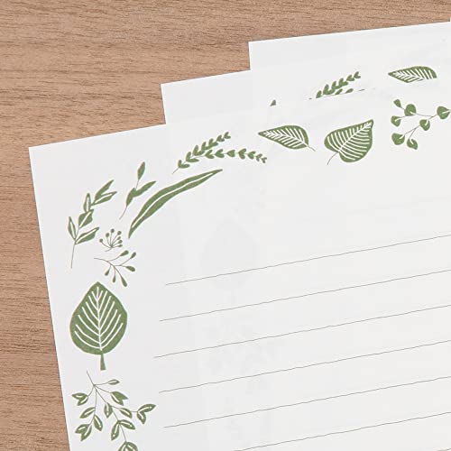 Midori 86507006 Letter Set Foil Stamped Envelopes, Leaf Pattern