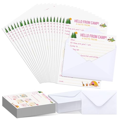 80 Pcs Camp Stationery Paper Envelopes,Pink Girl Style - style: Pink Girl Style