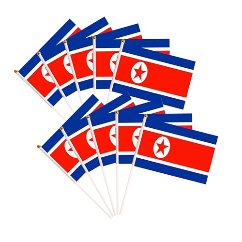 50 Pack North Korea North Korean Flags Small Mini Hand Held North Korea North Korean Flags on Stick Flags, Miniature National Country Flags,Party Decorations Supplies for Parades,International Festival - color: North Korea