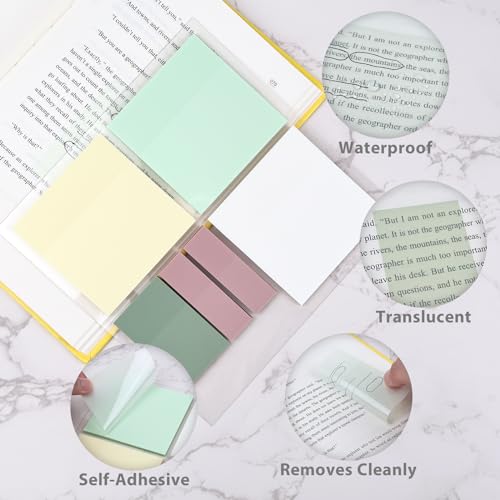 1060 Sheets Transparent Sticky Notes, Book Annotation Tab(Morandi) - color: Morandi