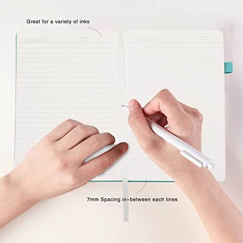 Lined Journal Notebooks with Pen Loop, Hardcover Notebook Journal for Work, 100Gsm Premium Thick Paper with Inner Pocket, Medium 5.7"x8.4", （Cyan, Ruled） - color: Cyan, size: 1 Pack