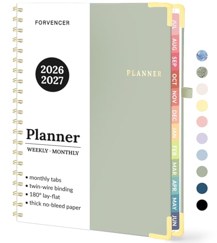 Forvencer Academic Planner 2026-2027, Weekly & Monthly Hardcover Planner A4 - color: Green, size: 8.5" x 11" (Jul 2026 - Jun 2027)