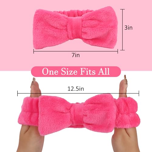 10Pcs Hot Pink Valentine Spa Headbands for Women Girls - color: Hot pink