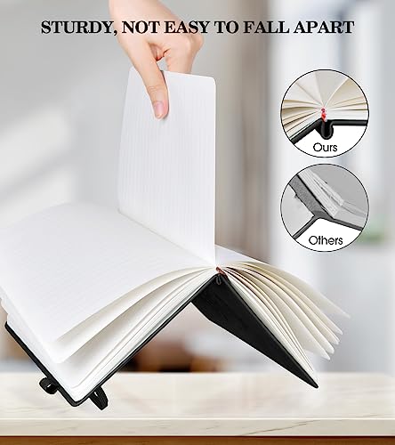 Lined Journal Notebook for Women, A5 Pink Hardcover Leather Journals for Writing, 200 Pages Travel Daily Journal,Thick College Ruled Notebook for Work School, Note Taking, Business 5.75'' X 8.38'' Black - color: Black