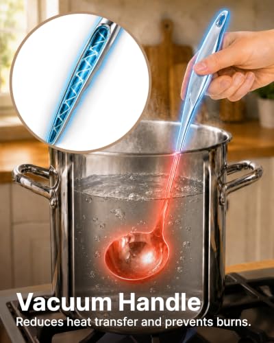 Zulay Kitchen Stainless Steel Soup Ladle - 13” Large Ladle for Soups, Stews & Sauces - Durable, Heat-Resistant, Rust-Proof & Dishwasher Safe Kitchen Utensil with Ergonomic Handle - size: Steel Ladle