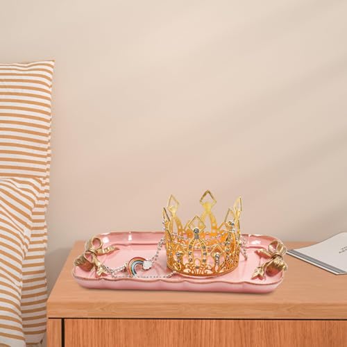 Warmtree Bow Jewelry Tray, Coquette Trinket Dish, Vanity Decor - color: Pink