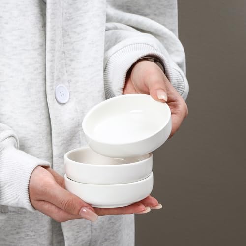 Selamica Soy Sauce Dish, 2.5 oz Ceramic Dipping Bowls Set of 6, 3.3 Inch Pinch Bowls, Mini Bowls for Side Dish, Condiment, Ketchup, Sushi, BBQ, White - color: White, size: 3.3 Inch, Set of 6