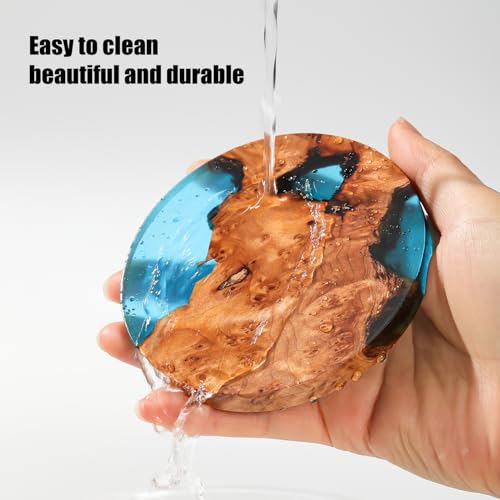 Drink Coaster Set, Wooden Bar Coasters, Resin Coaster for Coffee Table, Tabletop Decorative Artwork, Unique, Handmade & Aesthetically Pleasing for Home, Office, Bar Decor,Coasters Set of 4