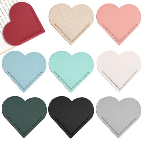 9 Pcs Leather Heart Bookmarks, Cute Heart Bookmarks for Women - size: 9 Pcs (Leather Heart)