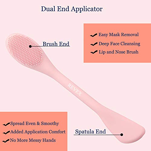 REVEX Silicone Face Mask Applicator,Face Scrubber,Exfoliating Pore Scrubber,Pore Cleaning Brush,2Pcs Mask Applicator Tool for Facial Mud,Face Brush for Women Men.(Pink+Gray) - color: Pink+Gray