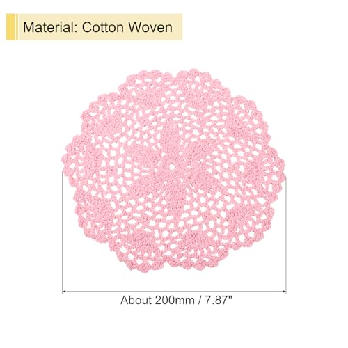 uxcell Crochet Doilies Round Lace Placemats for Decoration 8" Pink 8Pcs - color: Pink