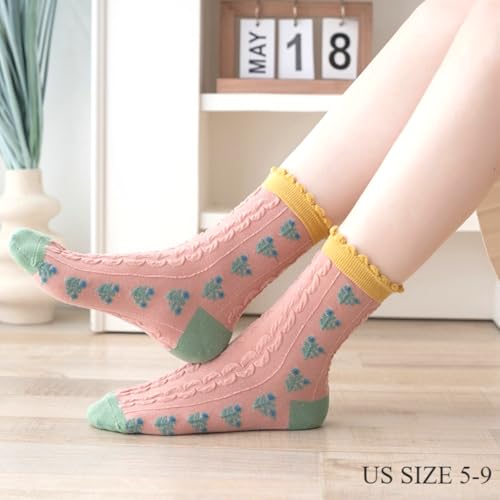 Lavish Lavender Argyle Frill Socks for Women, Dress Socks - color: 5pair-pink3