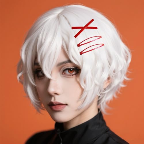 24 Pcs Solid Red Barrettes Set, Stylish Bobby Pins & Snap Clips, Cute Anime Hair Clips, Cosplay Hair Accessories Costume Props
