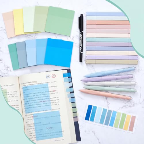 Jutom 38 Pcs Book Annotation Kit for Bible Study, Blue Series, Square - color: Blue Series