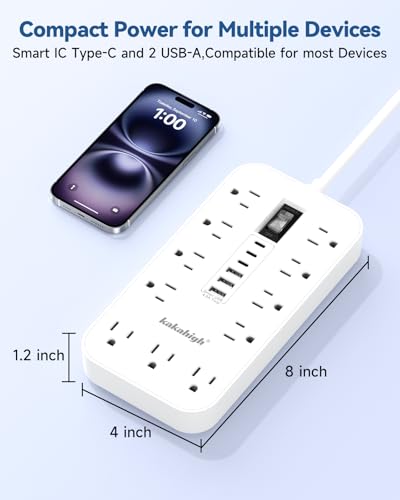 2 Prong Extension Cord with Multiple Outlets - 5 FT - color: White, size: 5FT