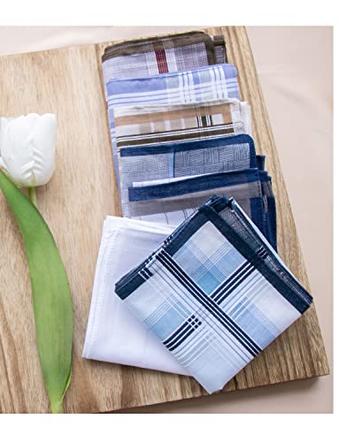CoCoUSM Assorted Pack of Mens 100% Cotton Handkerchiefs Soft Hankies Pocket Squares - size: pack of 3