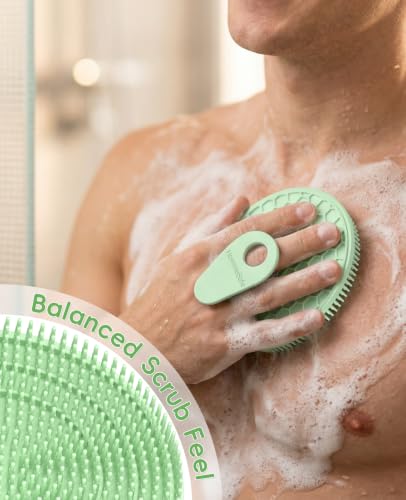 4 Pack Soft Silicone Shower Brush, Body Exfoliating Skin Massage Scrubber - color: Black(2p)+blue+mint