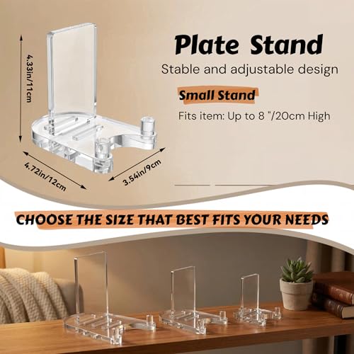 2 Pack Acrylic Easel Display，Plate Stand for Display，Adjustable Clear Display Holder for 4" to 8" Platter, Book, Card, Frame, Picture, Artwork, Plaque ( Small-2pcs 4"-8") - size: Small - 2pack (4"-8")