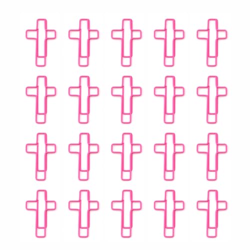 20 PCS Cross Paper Clips, Bookmark, Paper Clips for Bibles Study Supplies, Bible Study Kit Cute Binder Clip, Christian Gifts (Pink) - color: Pink