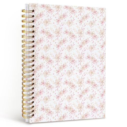 MOFUYU Cute Spiral Notebook for Women,Pink Notebook Gifts for Women - color: Floral bows3(pink)