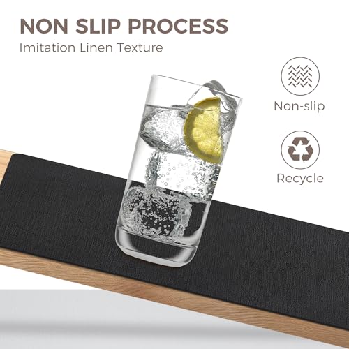 NCUE Vinyl Placemats Set of 12, 17"x12" Wipeable Place Mats with Coasters - color: Black, size: Set of 12