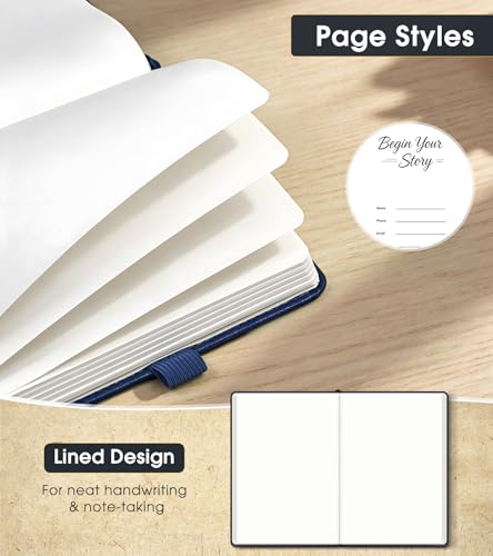 Journal Notebook, A5 Leather Hardcover Blank Sketchbook, 160 Pages, 180° Lay-Flat Binding, 100 GSM Thick Paper, for Sketching, Drawing, Art Journaling & Creative Writing (Navy) - color: Navy, size: Plain