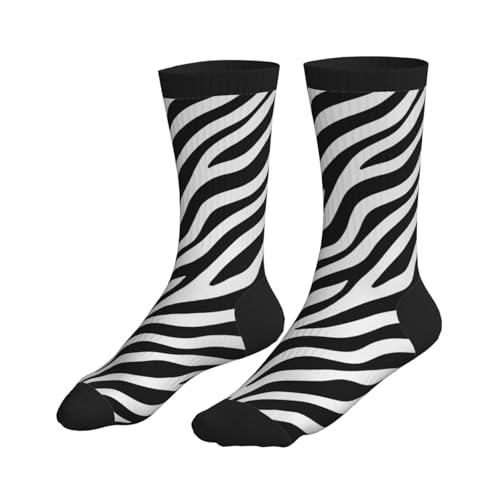 Crew Athletic Socks Funny Crazy Casual Sports Novelty Dress Socks for Women Men Running Hiking - color: Zebra Print Black White