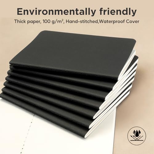 HOMEMARS Dot Grid Pocket Notebooks,18 Pack,100GSM,A6,Small notebook,3.9" x 5.5", Black, Journaling Notebooks for Travel Journal, Work & School,Thick Paper,Dotted, Journal Diary Memo,100 g/m²,A6 - size: Dotted