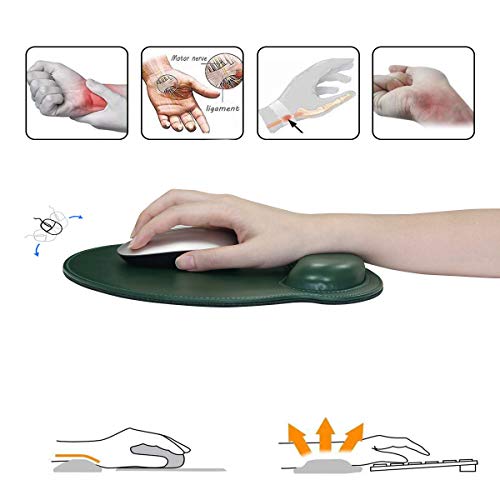 RICHEN Ergonomic PU Leather Keyboard Wrist Rest and Mouse Pad with Wrist Support, Memory Foam Set for Computer/Laptop,Gaming and Office, Comfortable for Easy Typing & Pain Relief (Dark Green) - color: Dark Green