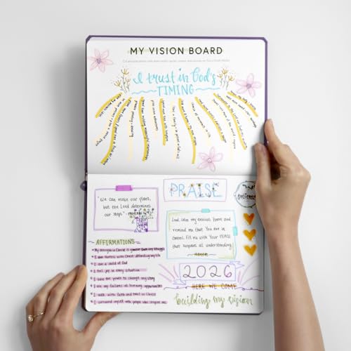 Christian Planner 2026 Daily Planner - Faith Based Monthly and Weekly Planner, Vision Board, and Habit Tracker - 2026 Calendar, Personal Organizer and Devotional Journal (Hardcover, Fig) - color: Fig, size: Hardcover