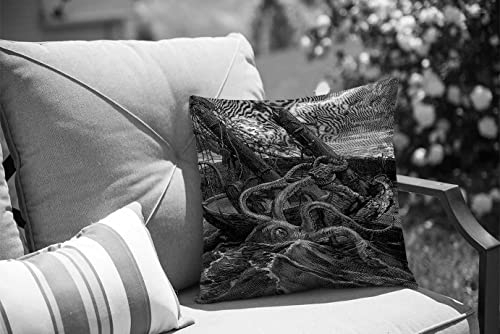 Solekla Ocean Octopus and Ship Pattern Throw Pillow Case 18 x 18 Inch Decorative Cotton Linen Cushion Cover for Sofa Couch Bed - color: Sl198