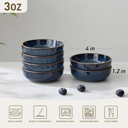 famiware Ceramic Soy Sauce Dish, 3oz Dipping Bowls Set of 6, Midnight Blue - color: Midnight Blue, style: Nature