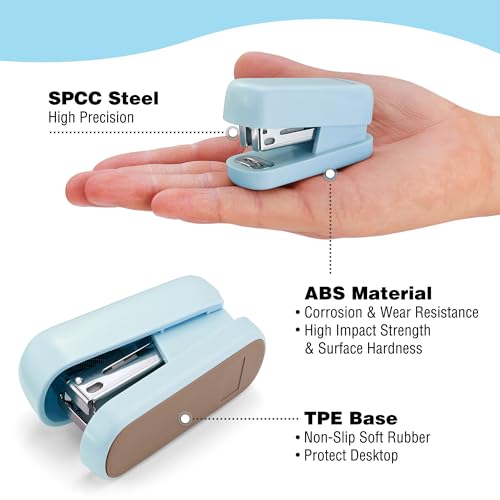 WORKPRO Mini Stapler with Staples, Blue Stapler with Remover, 2000 Staples - color: Blue