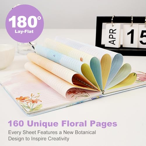 SIIXU Colorful Spiral Notebook - 160 A5 Hard Cover Pages, Floral Design with College Ruled Lines for Creative Journaling, Poetry Writing & Bullet Journaling - color: Green